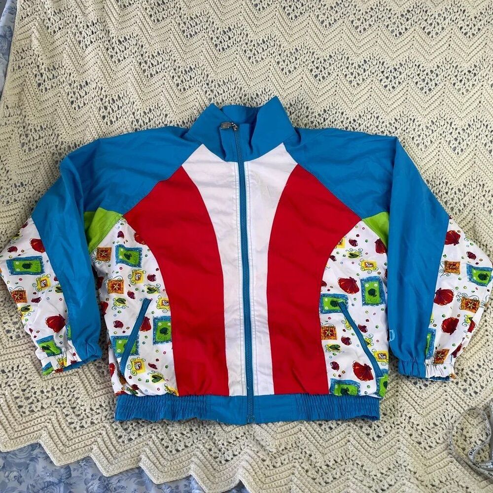 Vintage Windbreaker Wilson’s Tennis Jacket Seashell Colorblock Beach Large Color